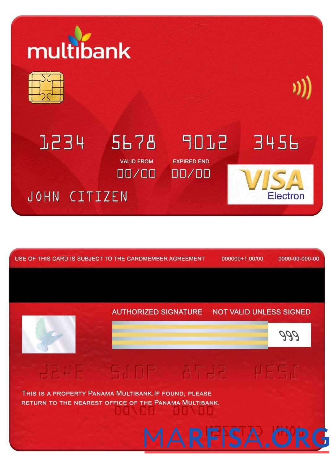 Realistic Panama Multibank visa electron card real example